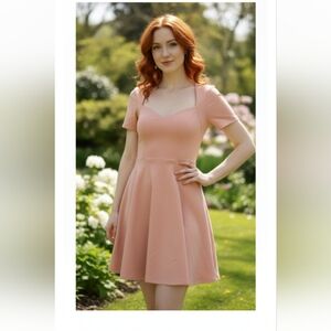 Free People Peach Short Sleeve Mini Dress